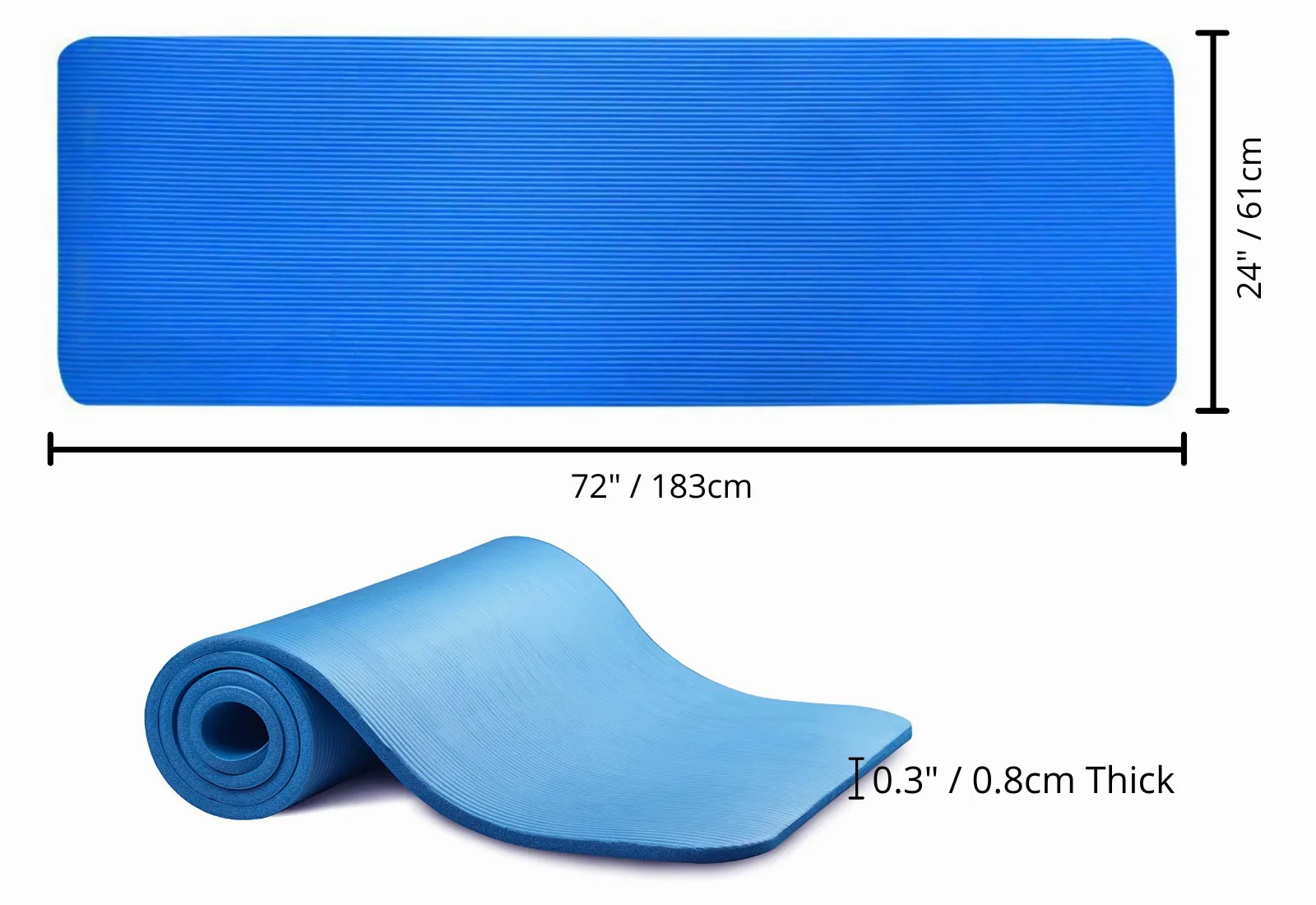 0.3" Thick Yoga and Pilates Exercise Mat with Carrying Strap