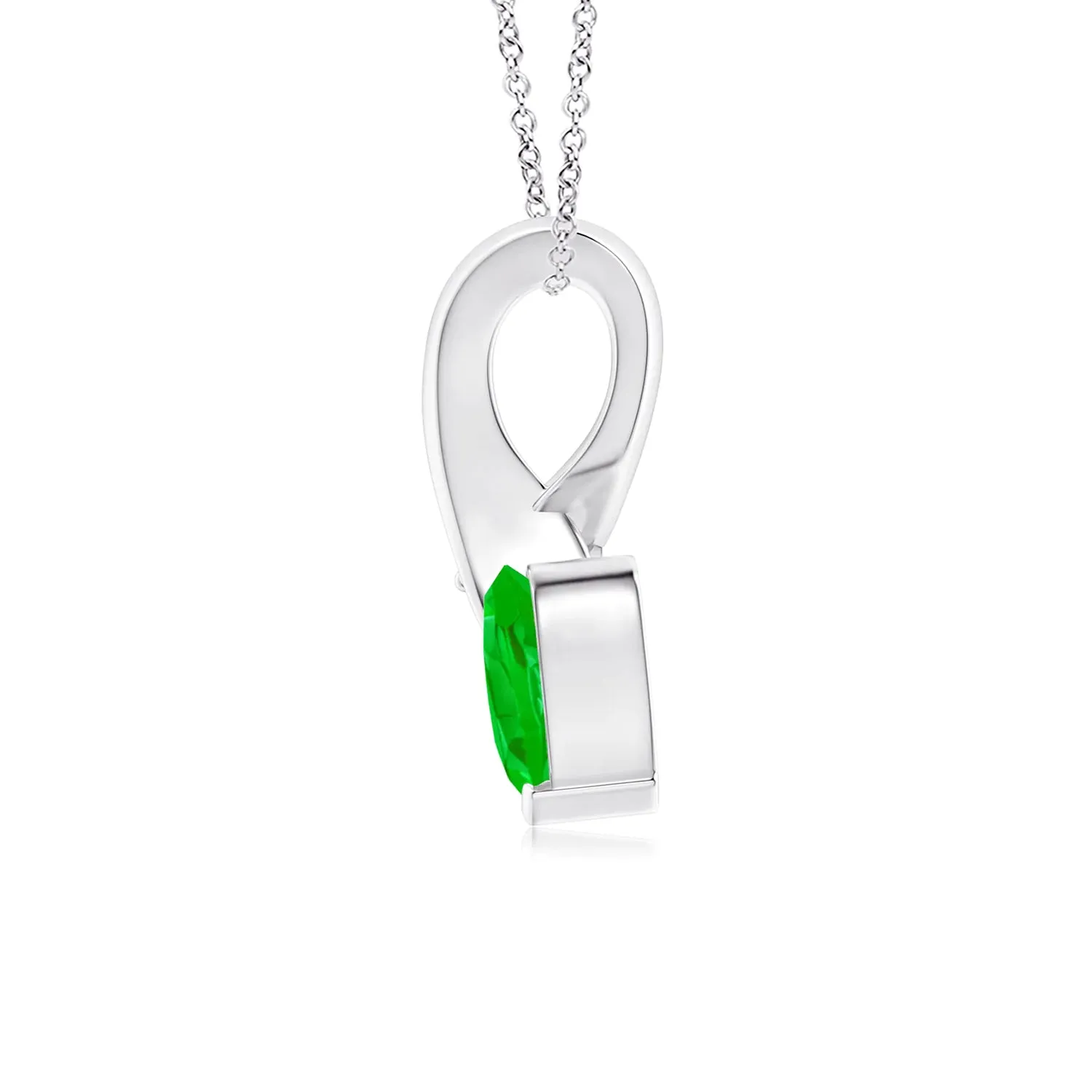 1 CT. Heart-Shaped Emerald Ribbon Pendant with Diamond