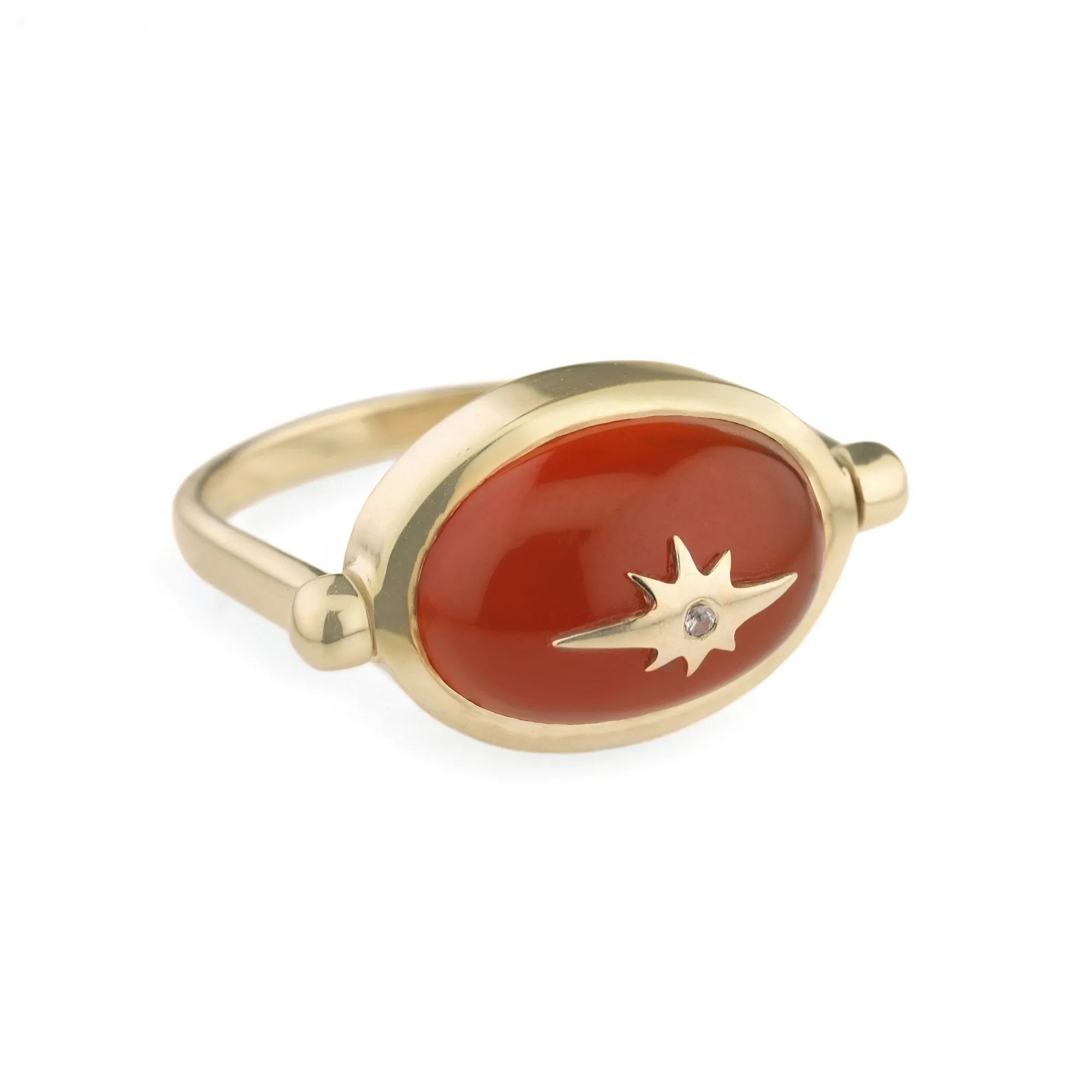 10K Gold Spinning Carnelian Star Ring