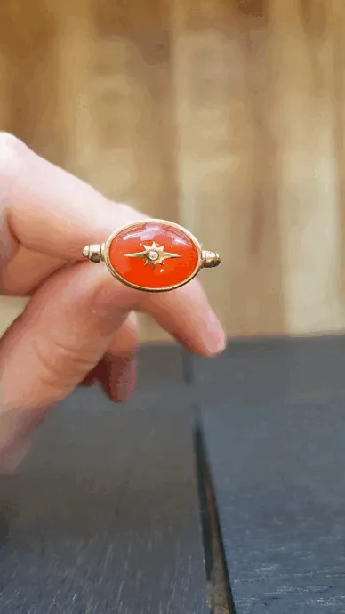 10K Gold Spinning Carnelian Star Ring