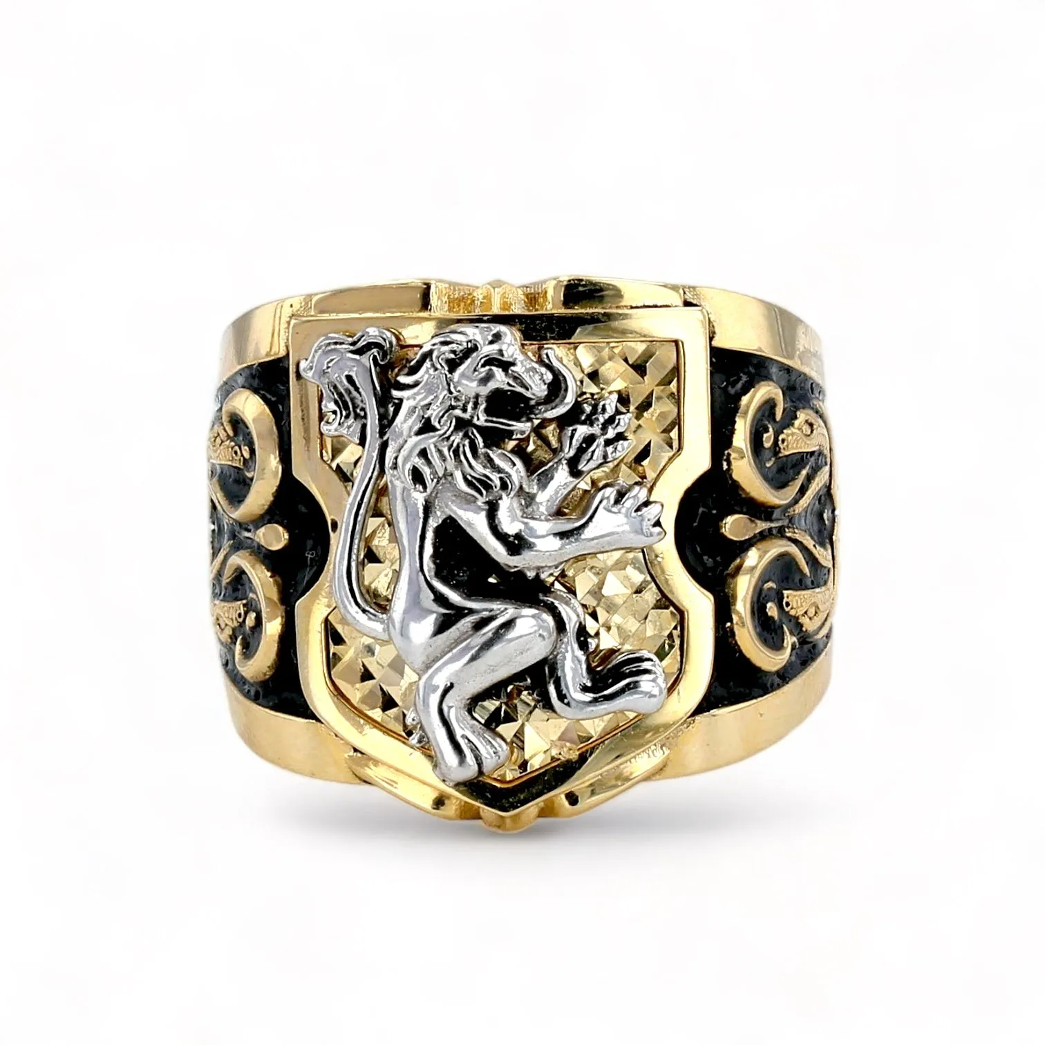 10K yellow gold lion ring-1068