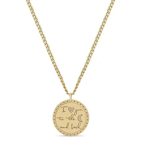 14k Large I love you to the moon & back Mantra Small Curb Chain Necklace