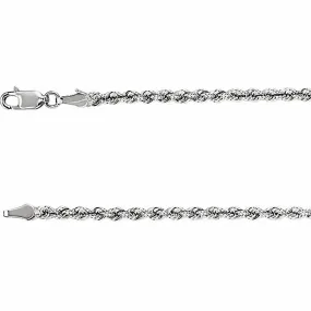 14K White Gold Rope Chain, 16 Inches Long 3 mm  - CH957