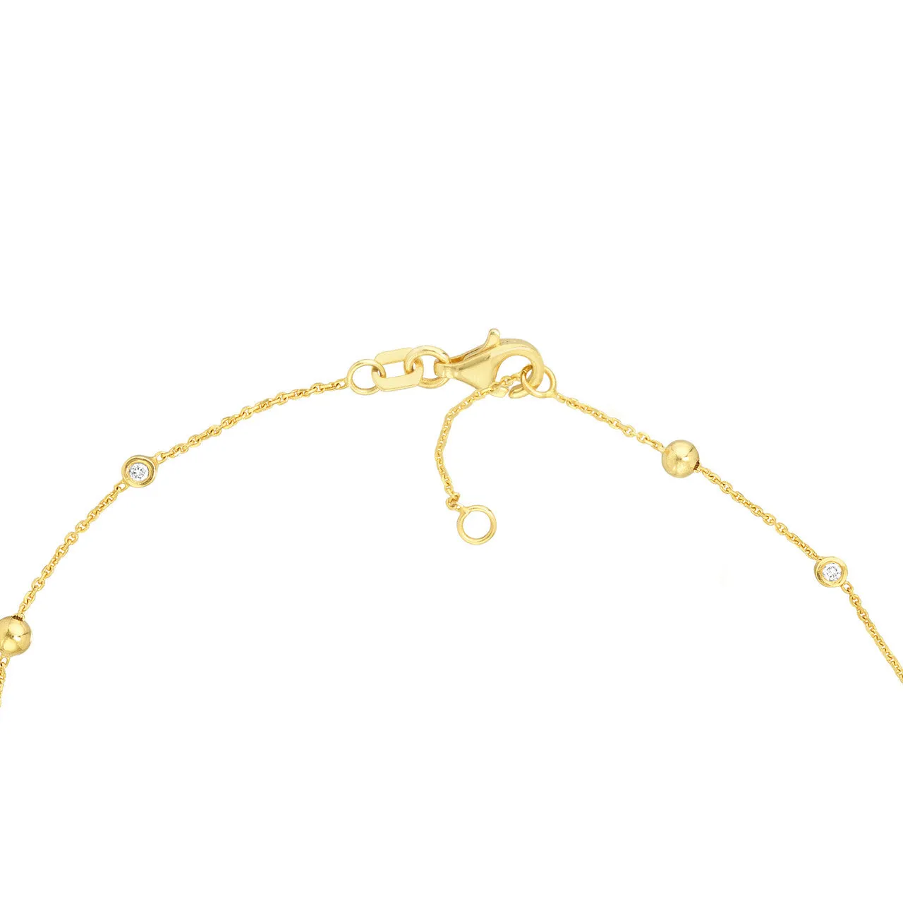 14K Yellow Gold Alternating Bezel Diamond & Bead Bracelet