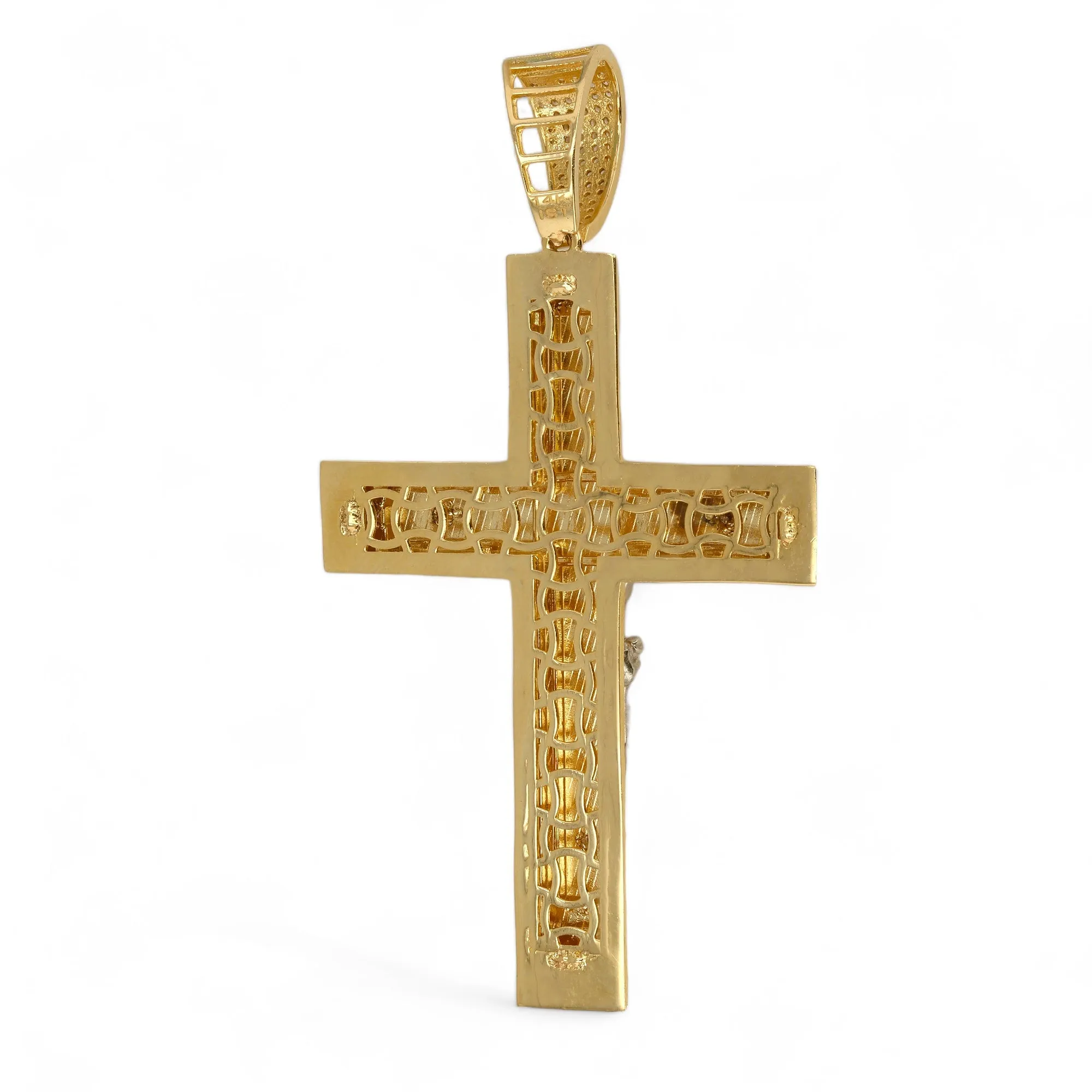 14K Yellow gold cross 50mm pendant-320328