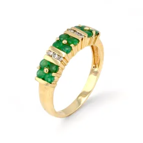 14K Yellow gold natural emerald clover ring-33777