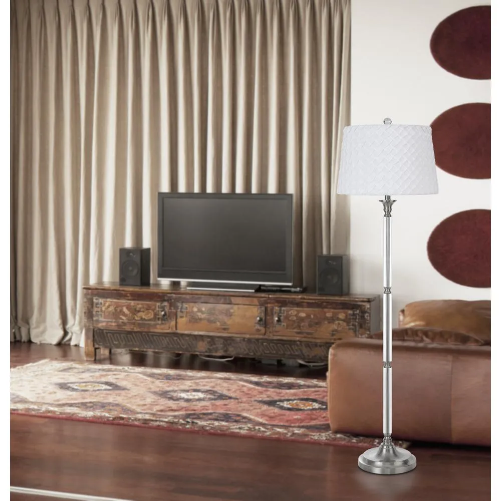 150W 3 Way Ruston Crystal/Metal Floor Lamp With Pleated Hardback Shade By Cal Lighting