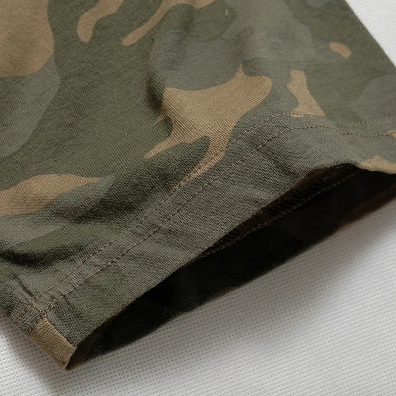 250g Retro Camouflage Round Neck Men's Military Short Sleeve