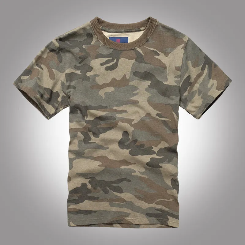 250g Retro Camouflage Round Neck Men's Military Short Sleeve