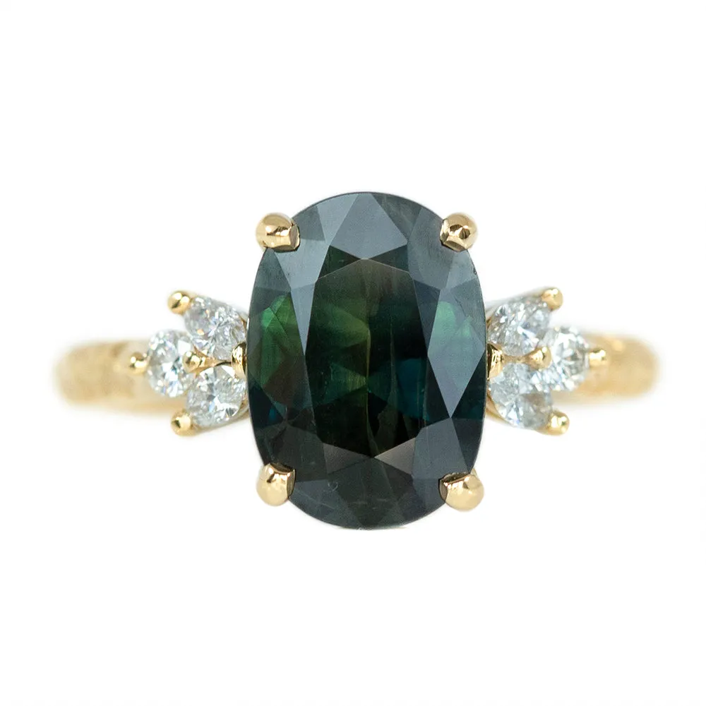 2.90ct Oval Sapphire Diamond Cluster Ring In 14k Yellow Gold Evergreen