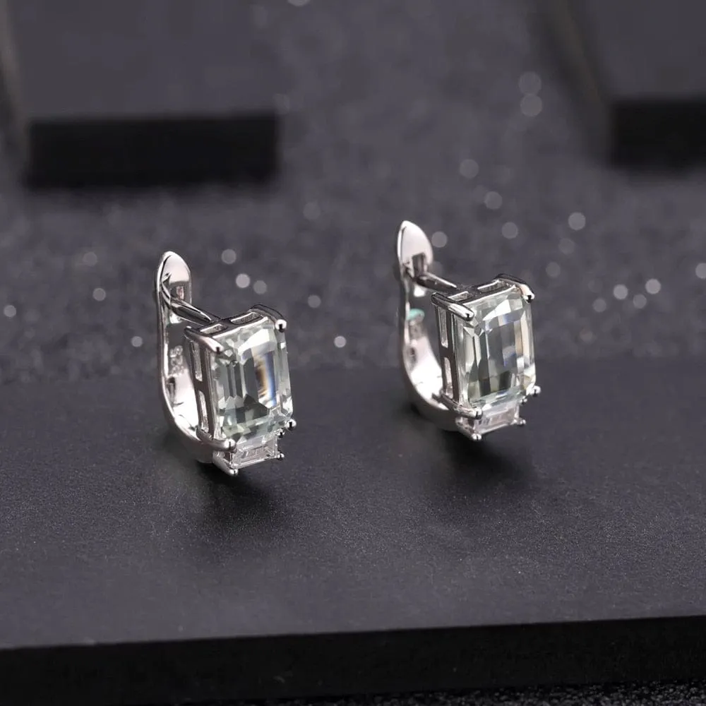 3.11Ct Natural Green Amethyst  925 Silver Stud Earrings