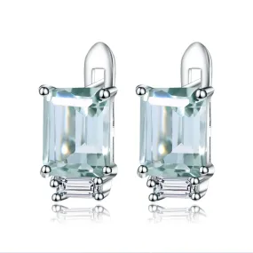 3.11Ct Natural Green Amethyst  925 Silver Stud Earrings