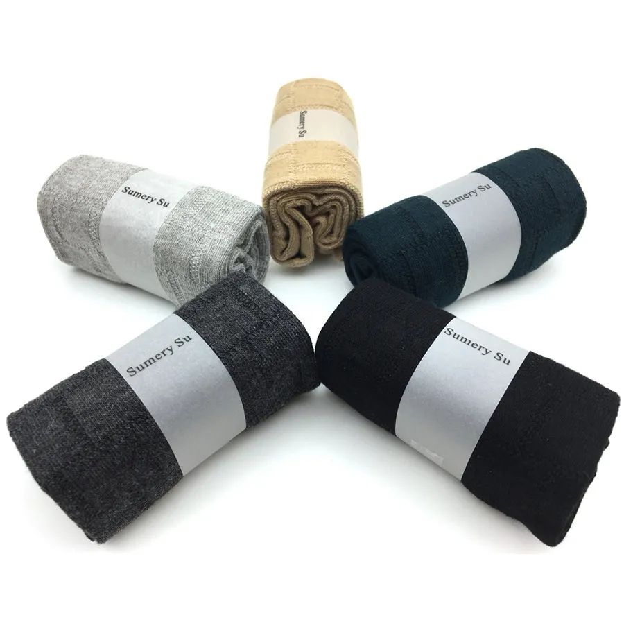 5 Pairs Lot Casual Cotton Solid Color Middle Tube Plain Socks for Men