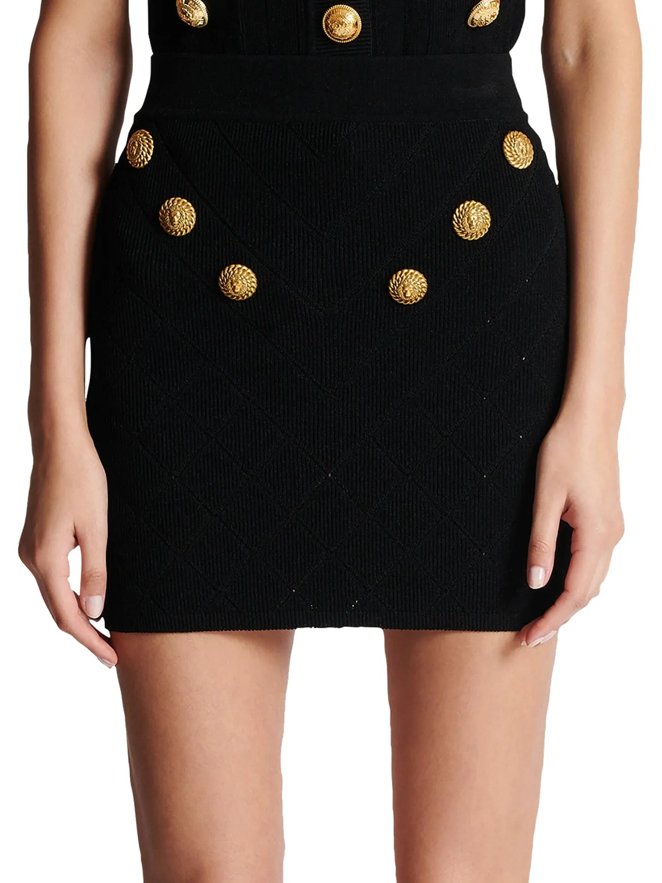 6 Button fine knit mini skirt