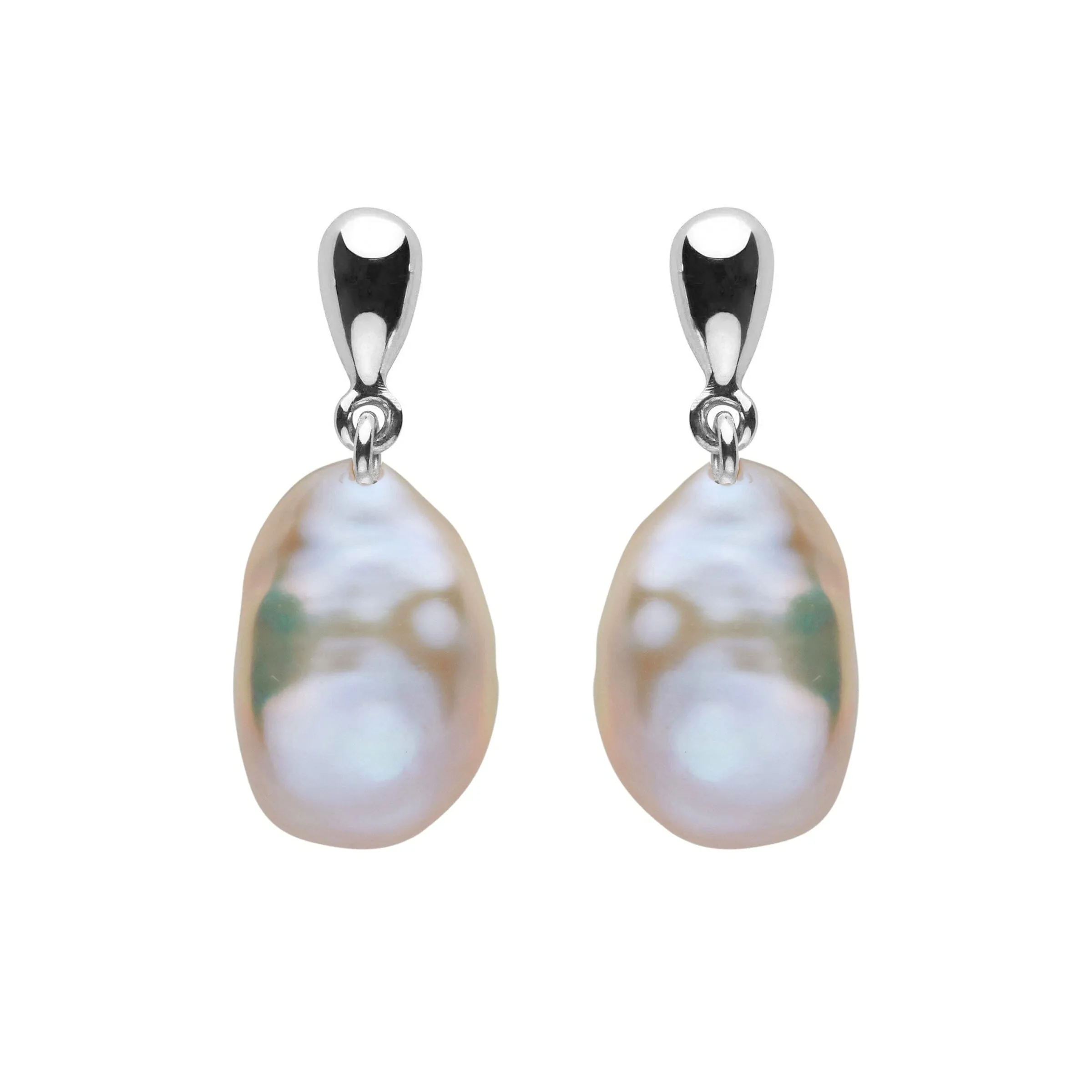 9.0-10.0 mm Light Peach Freshwater Keshi Pearl Dew Dangle Earrings