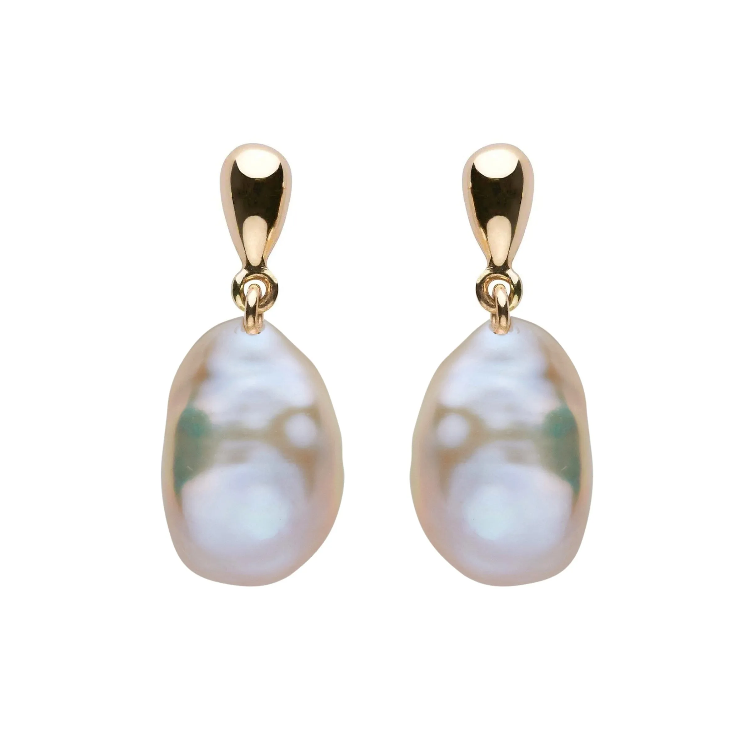 9.0-10.0 mm Light Peach Freshwater Keshi Pearl Dew Dangle Earrings