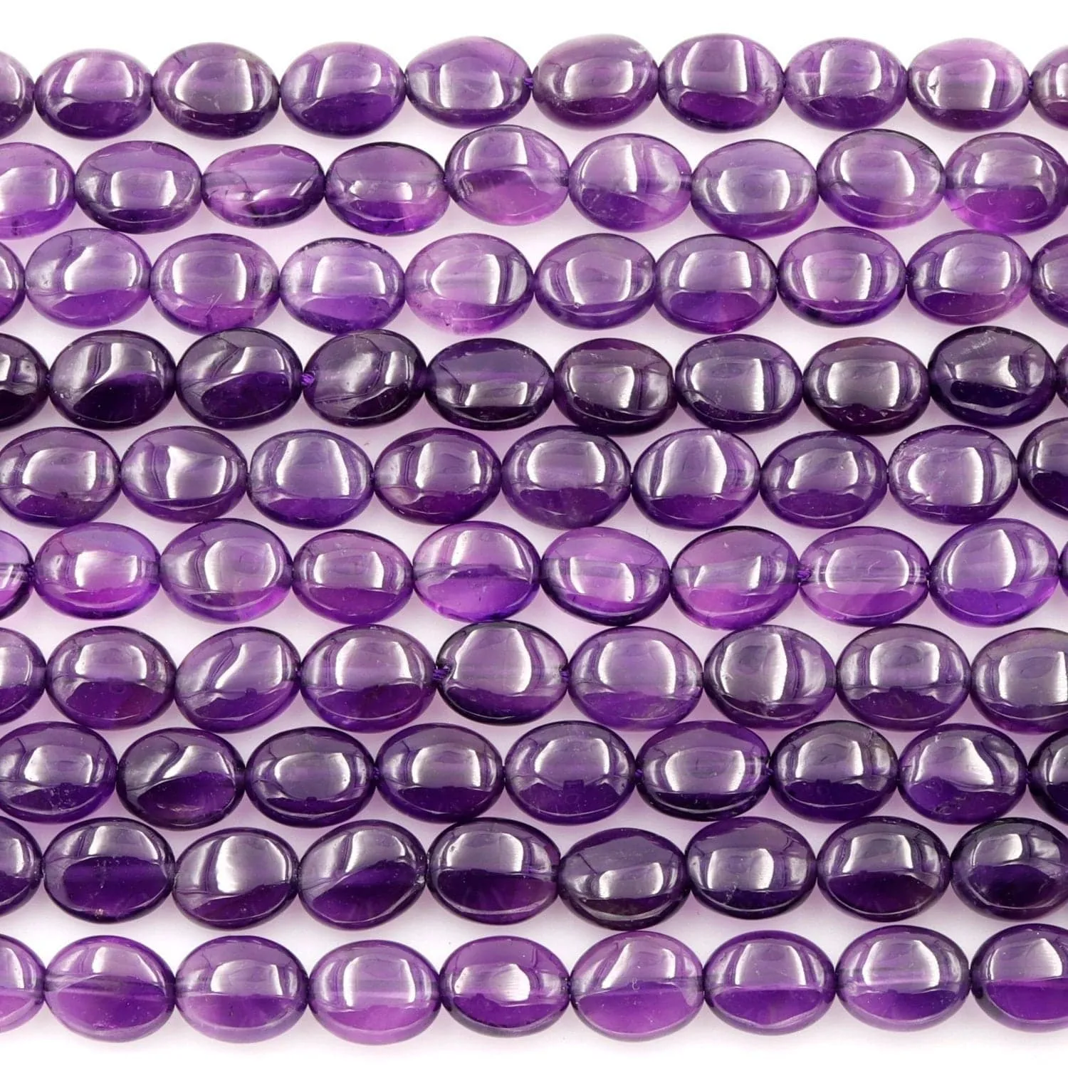 AA Natural Amethyst Oval Beads 10mm x 8mm Smooth Nugget Good For Earrings Genuine Real Rich Purple Amethyst Gemstone Beads 16" Strand