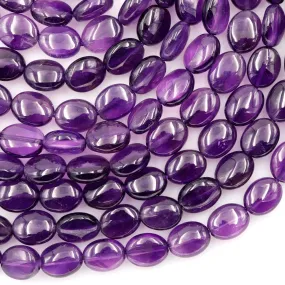 AA Natural Amethyst Oval Beads 10mm x 8mm Smooth Nugget Good For Earrings Genuine Real Rich Purple Amethyst Gemstone Beads 16" Strand