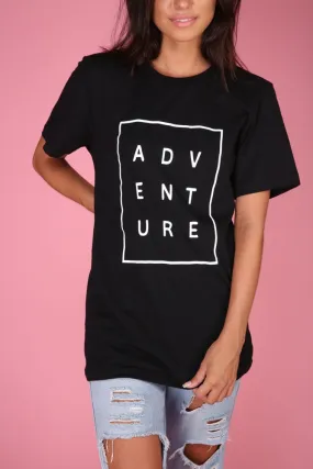 Adventure Black Graphic Unisex Tee