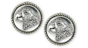 African Grey Jewelry Sterling Silver Handmade African Grey Cufflinks  AFG3X-DCL