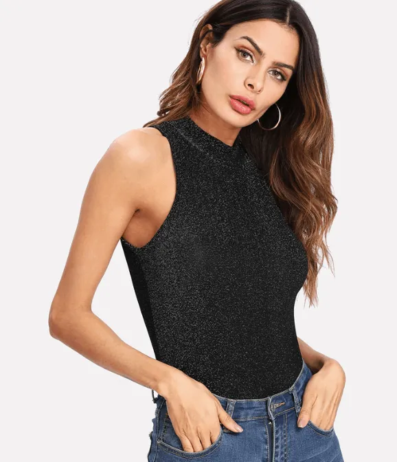 ALL THAT GLITTERS —MOCK TURTLENECK BODYSUIT