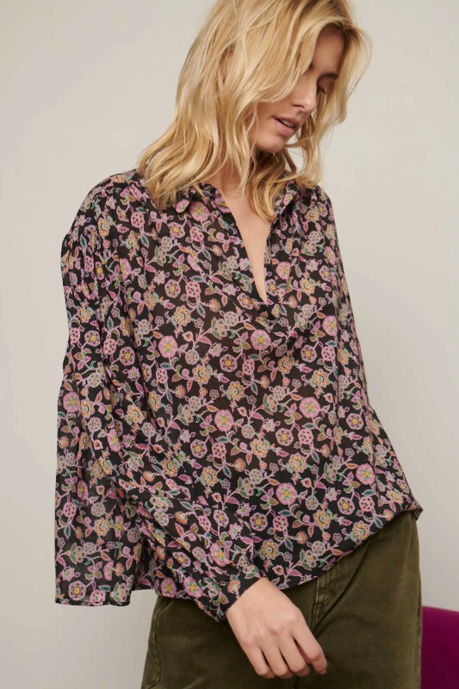 Ary Floral Cotton Crepe Blouse