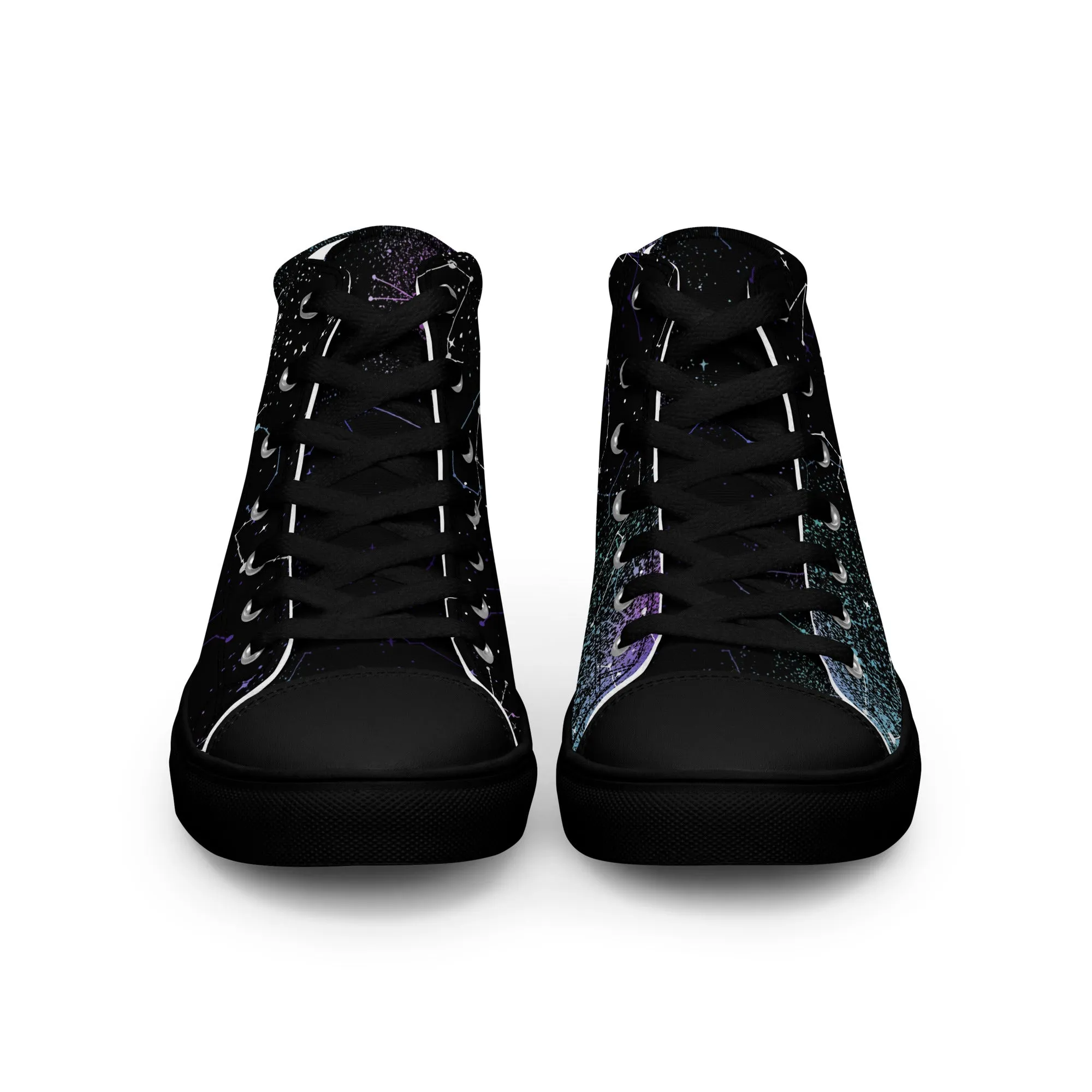 Aurora Women’s High Top Shoes - Cosmic Vegan Sneakers - Comfortable Goth Trainers - Witchy Astrology Fashion