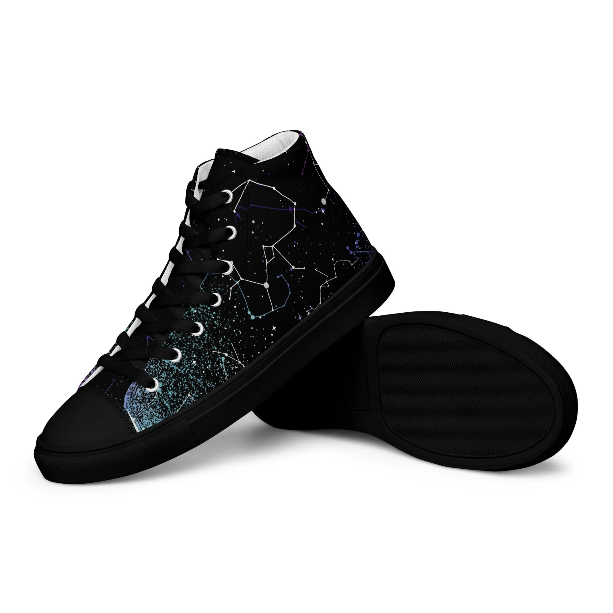 Aurora Women’s High Top Shoes - Cosmic Vegan Sneakers - Comfortable Goth Trainers - Witchy Astrology Fashion