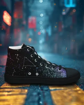 Aurora Women’s High Top Shoes - Cosmic Vegan Sneakers - Comfortable Goth Trainers - Witchy Astrology Fashion