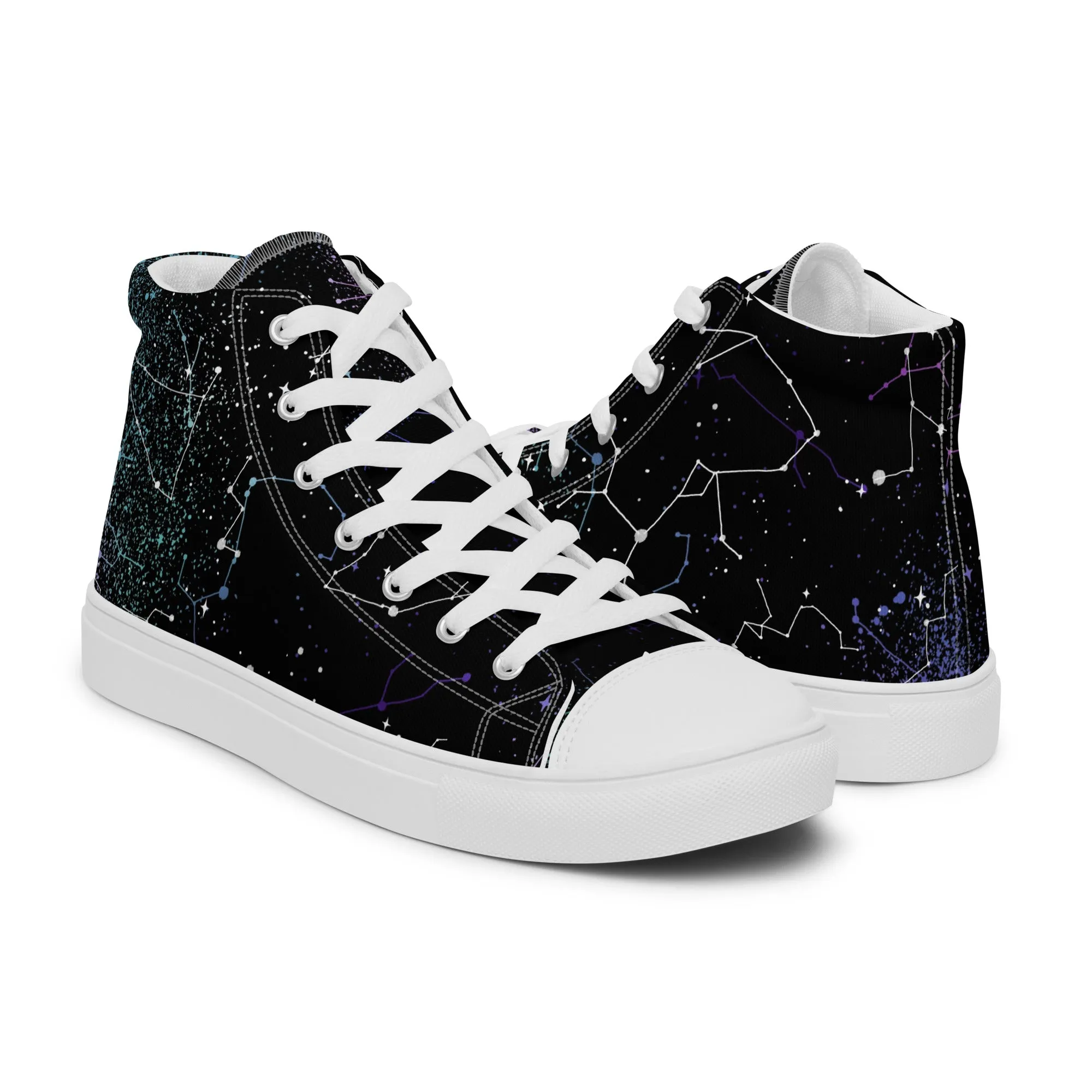 Aurora Women’s High Top Shoes - Cosmic Vegan Sneakers - Comfortable Goth Trainers - Witchy Astrology Fashion