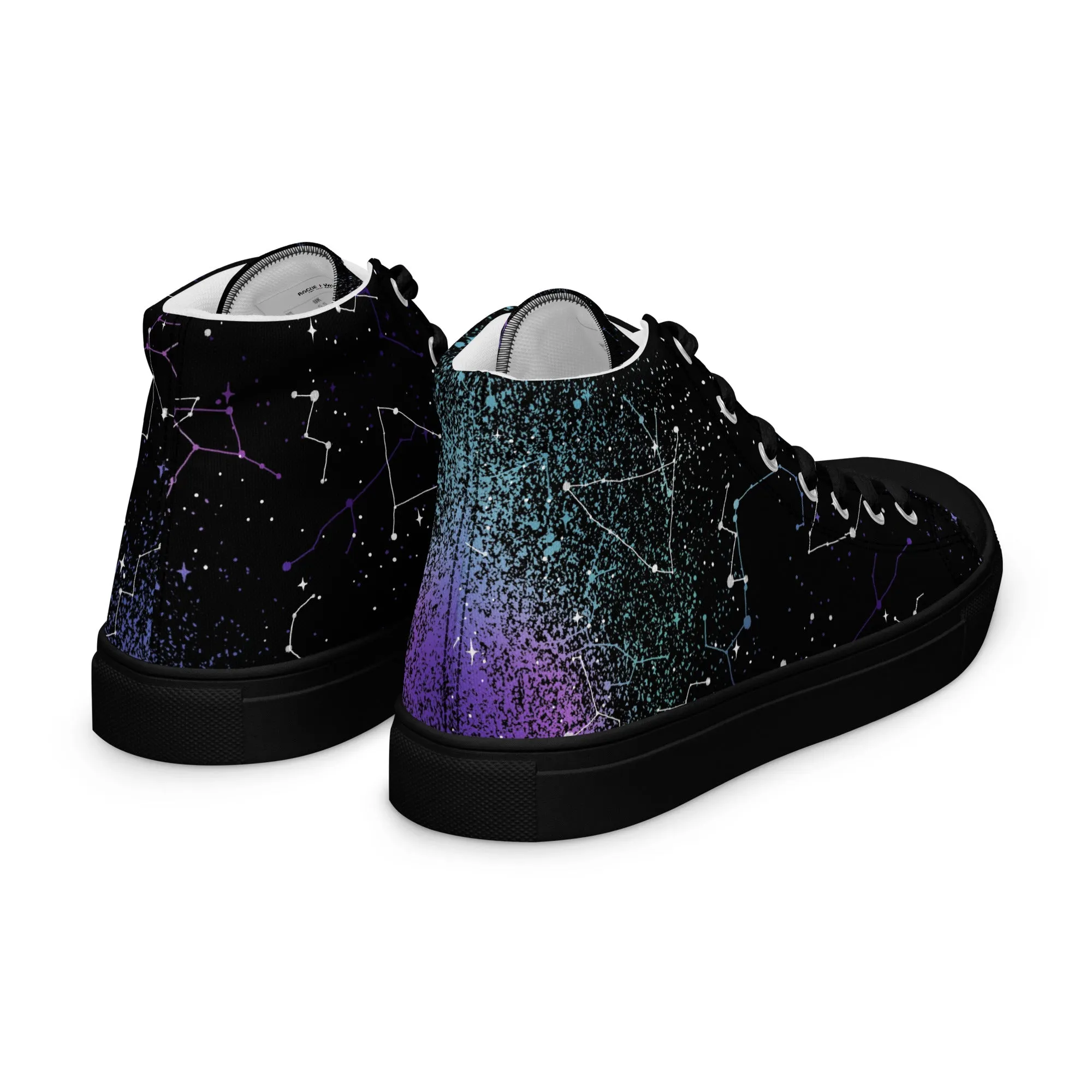 Aurora Women’s High Top Shoes - Cosmic Vegan Sneakers - Comfortable Goth Trainers - Witchy Astrology Fashion