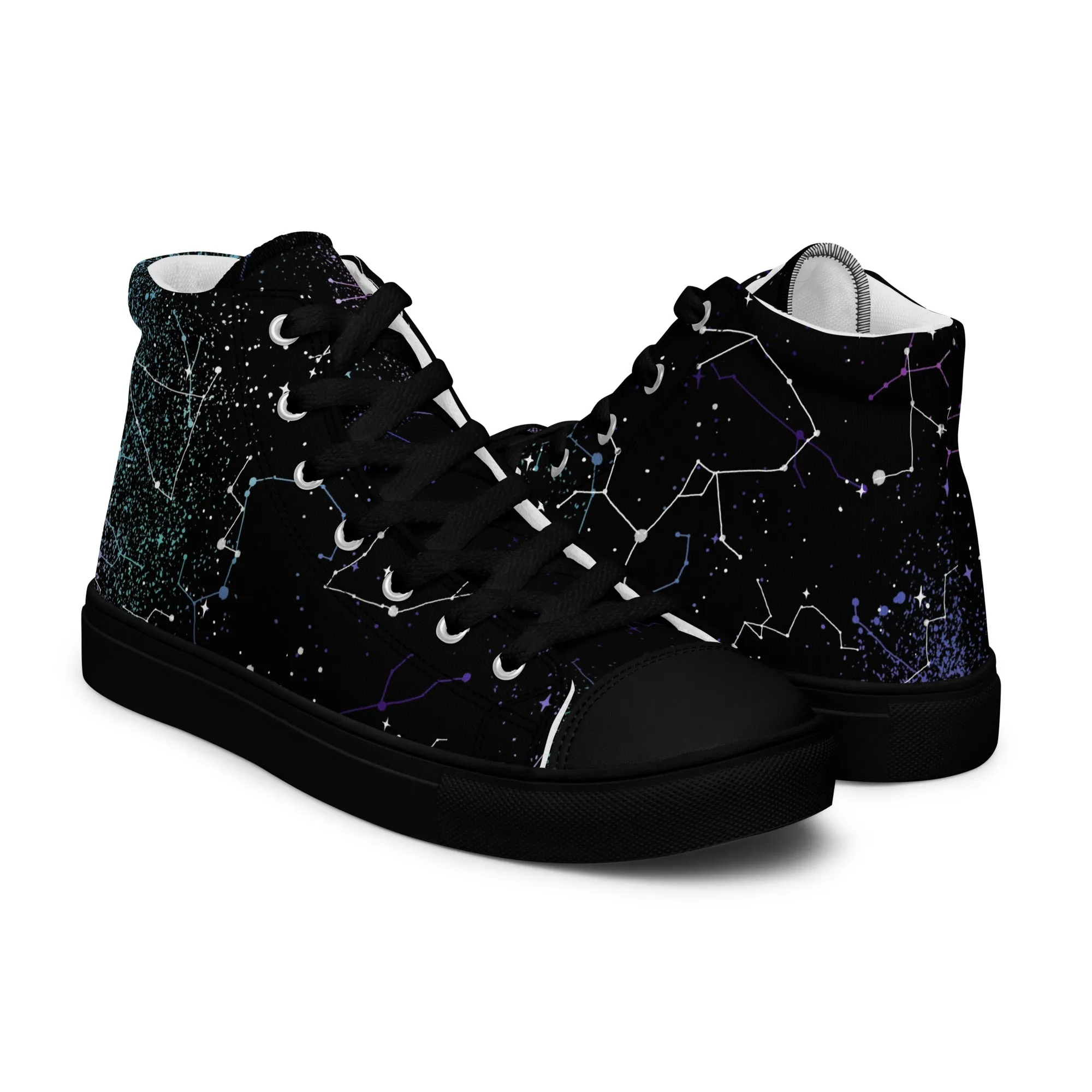 Aurora Women’s High Top Shoes - Cosmic Vegan Sneakers - Comfortable Goth Trainers - Witchy Astrology Fashion