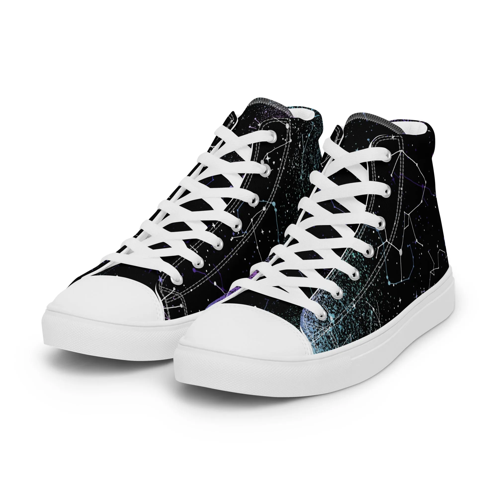 Aurora Women’s High Top Shoes - Cosmic Vegan Sneakers - Comfortable Goth Trainers - Witchy Astrology Fashion