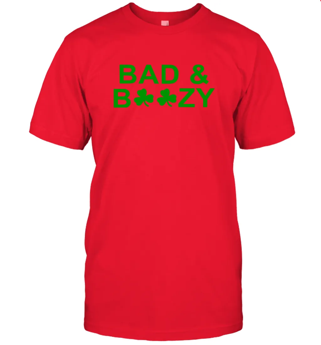 Bad And Boozy St Patrick's Day Funny Drinking Crewneck T-Shirt