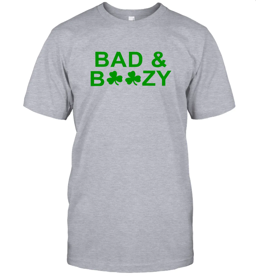 Bad And Boozy St Patrick's Day Funny Drinking Crewneck T-Shirt