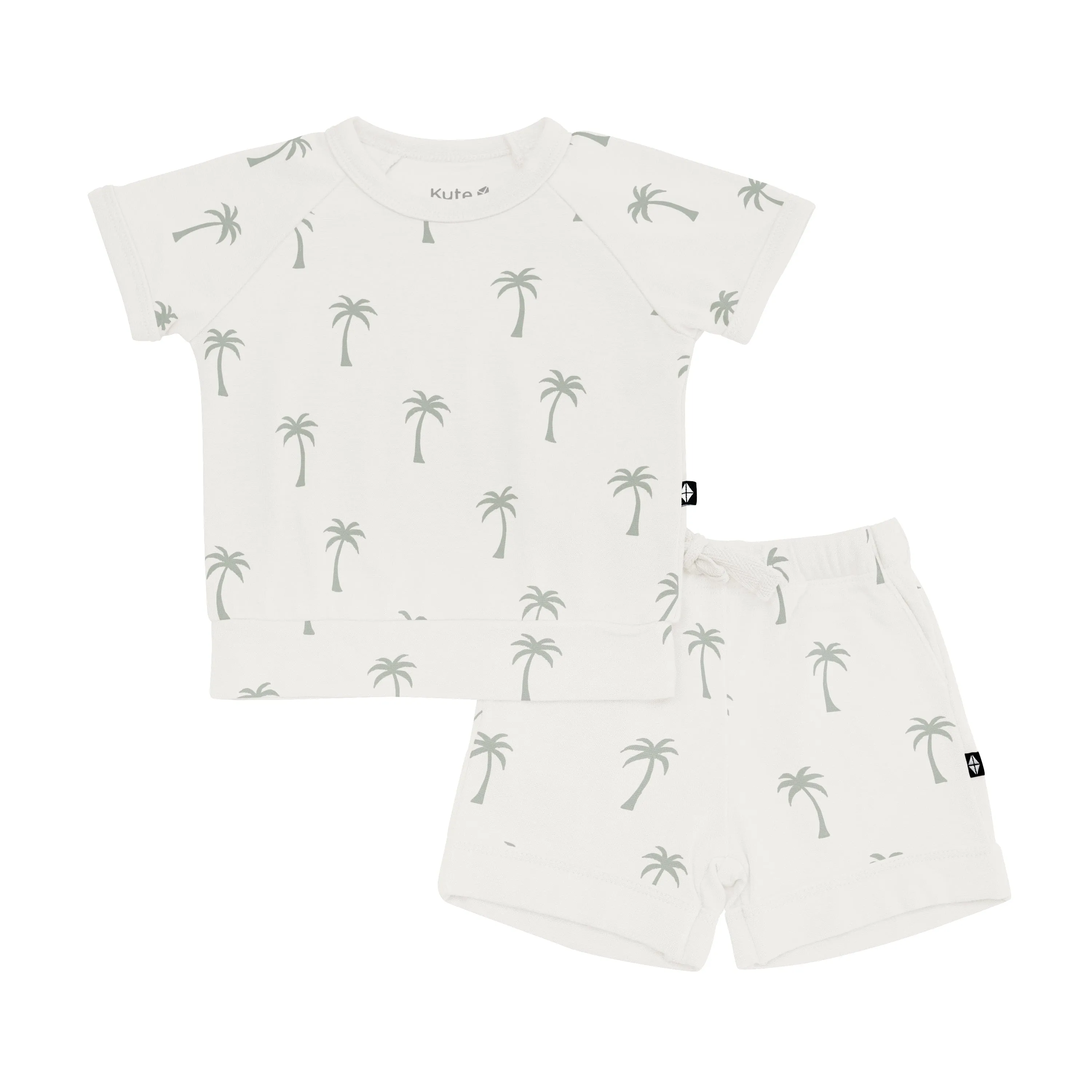 Bamboo Jersey Short Sleeve Jogger Set in Palm Tree