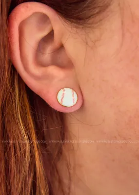 Baseball Enamel Stud Earrings