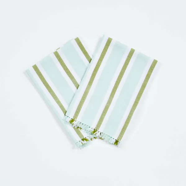 Bonnie & Neil- Woven Stripe Napkins in Mint Set/6