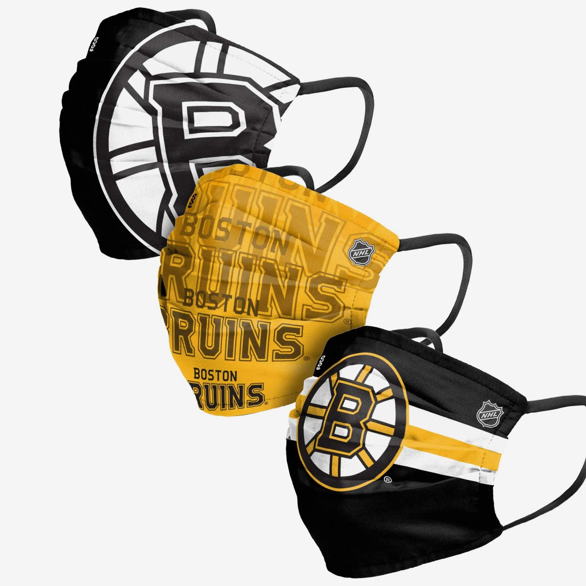 Boston Bruins NHL Hockey Foco Pack of 3 Match Day Face Covering Mask