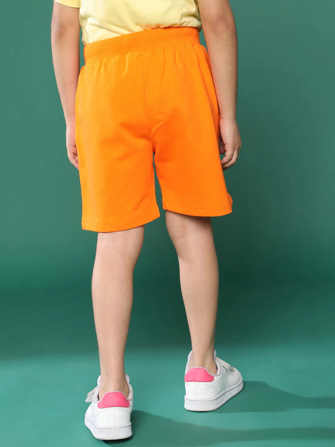 Boys Orange Printed Cotton Bermuda