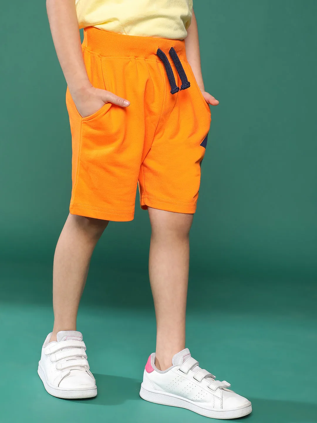 Boys Orange Printed Cotton Bermuda