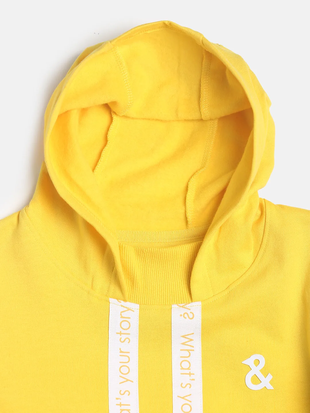 Boys Yellow & White Full Sleeve Sweatshirt