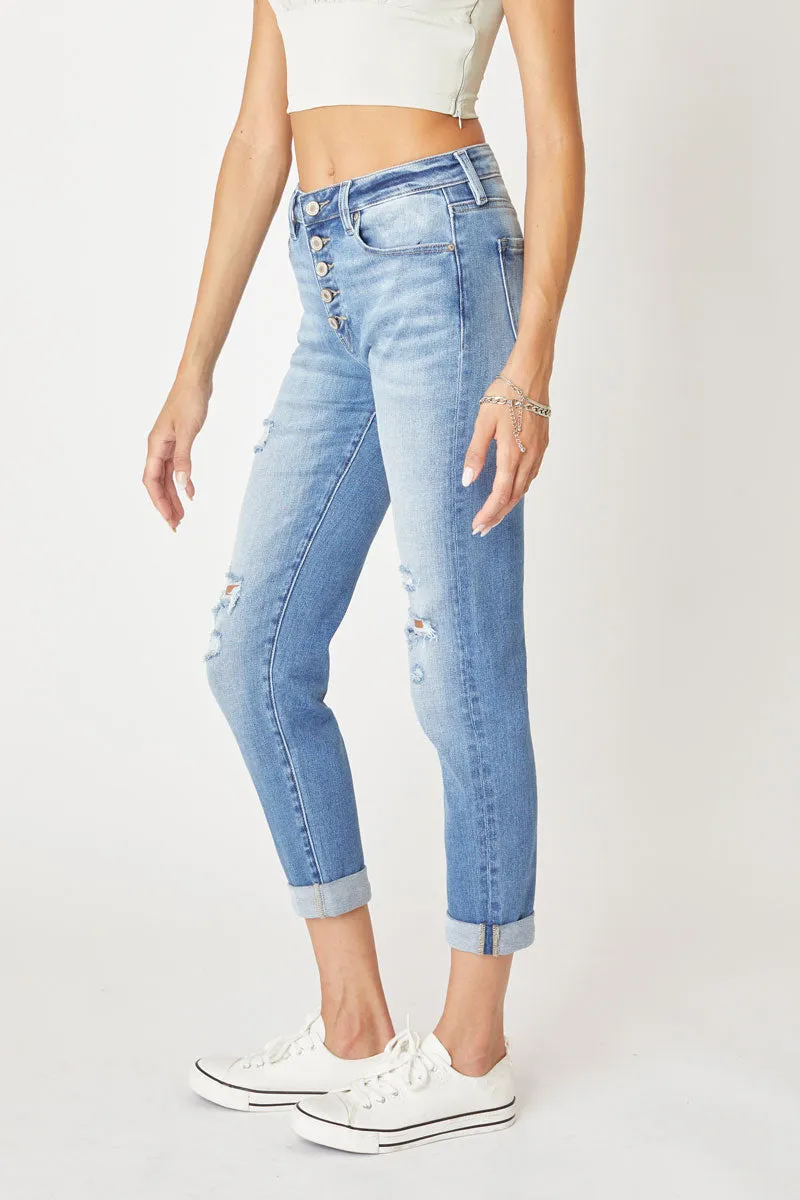 Cali Mid Rise Boyfriend Jeans