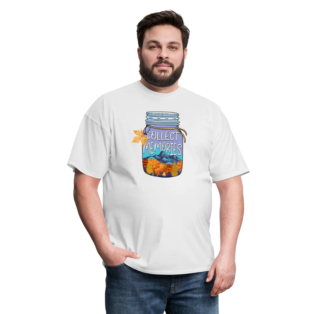 CampfireMemories: 'Collect Memories' Camping-Themed T-Shirt with Inspiring Jar Design