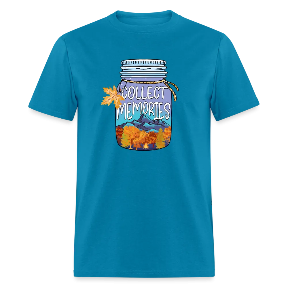 CampfireMemories: 'Collect Memories' Camping-Themed T-Shirt with Inspiring Jar Design