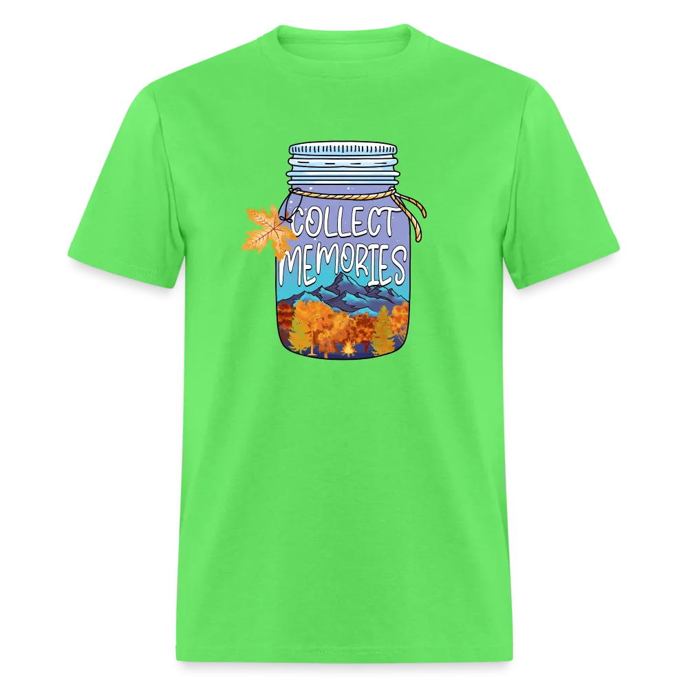 CampfireMemories: 'Collect Memories' Camping-Themed T-Shirt with Inspiring Jar Design