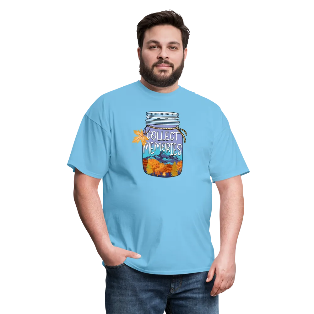 CampfireMemories: 'Collect Memories' Camping-Themed T-Shirt with Inspiring Jar Design