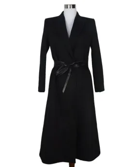 Celine Black Cashmere Coat w/ Leather Belt sz 2