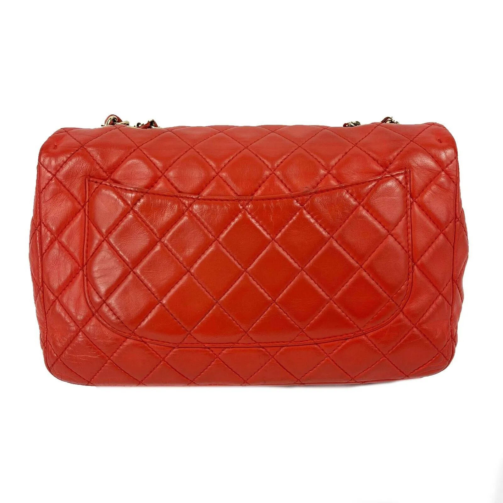 CHANEL - Jumbo Classic Flap - Red Lambskin Shoulder Bag