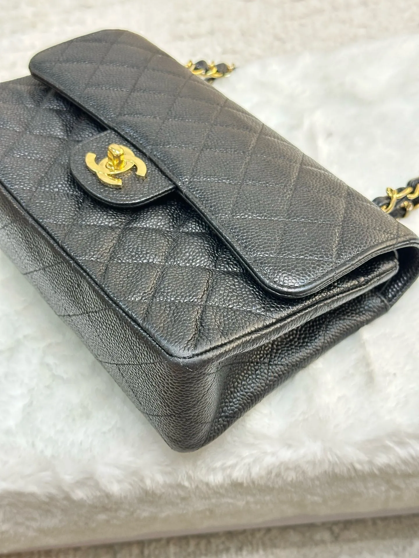 Chanel Small Classic Caviar Double Flap Black Bag GHW